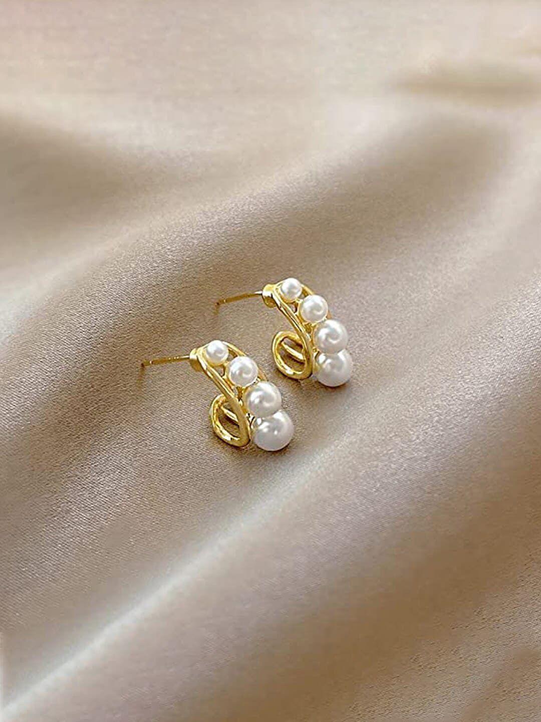dressberry gold-toned gold-plated contemporary studs earrings