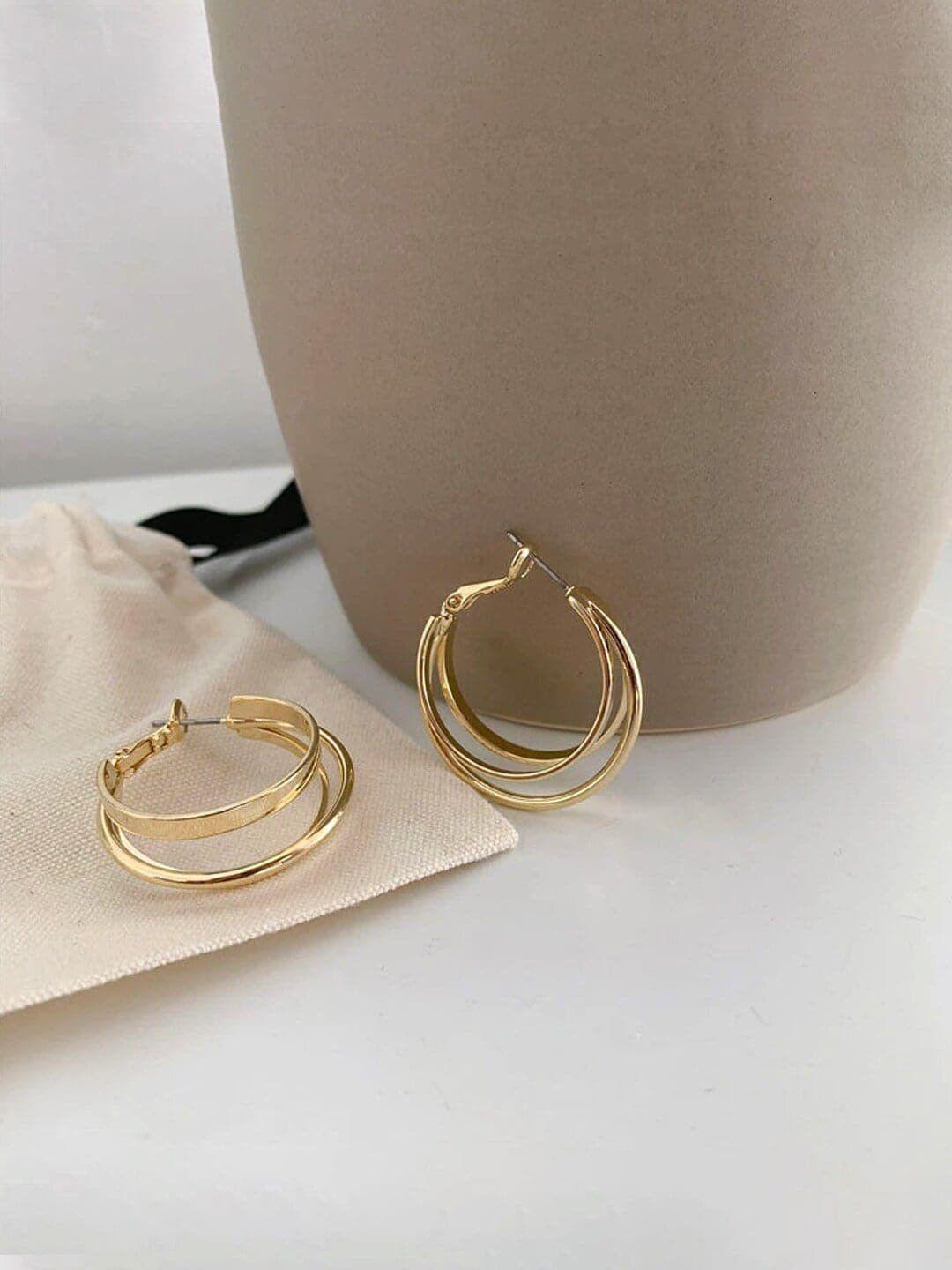 dressberry gold-toned gold-plated multi layer hoop earrings