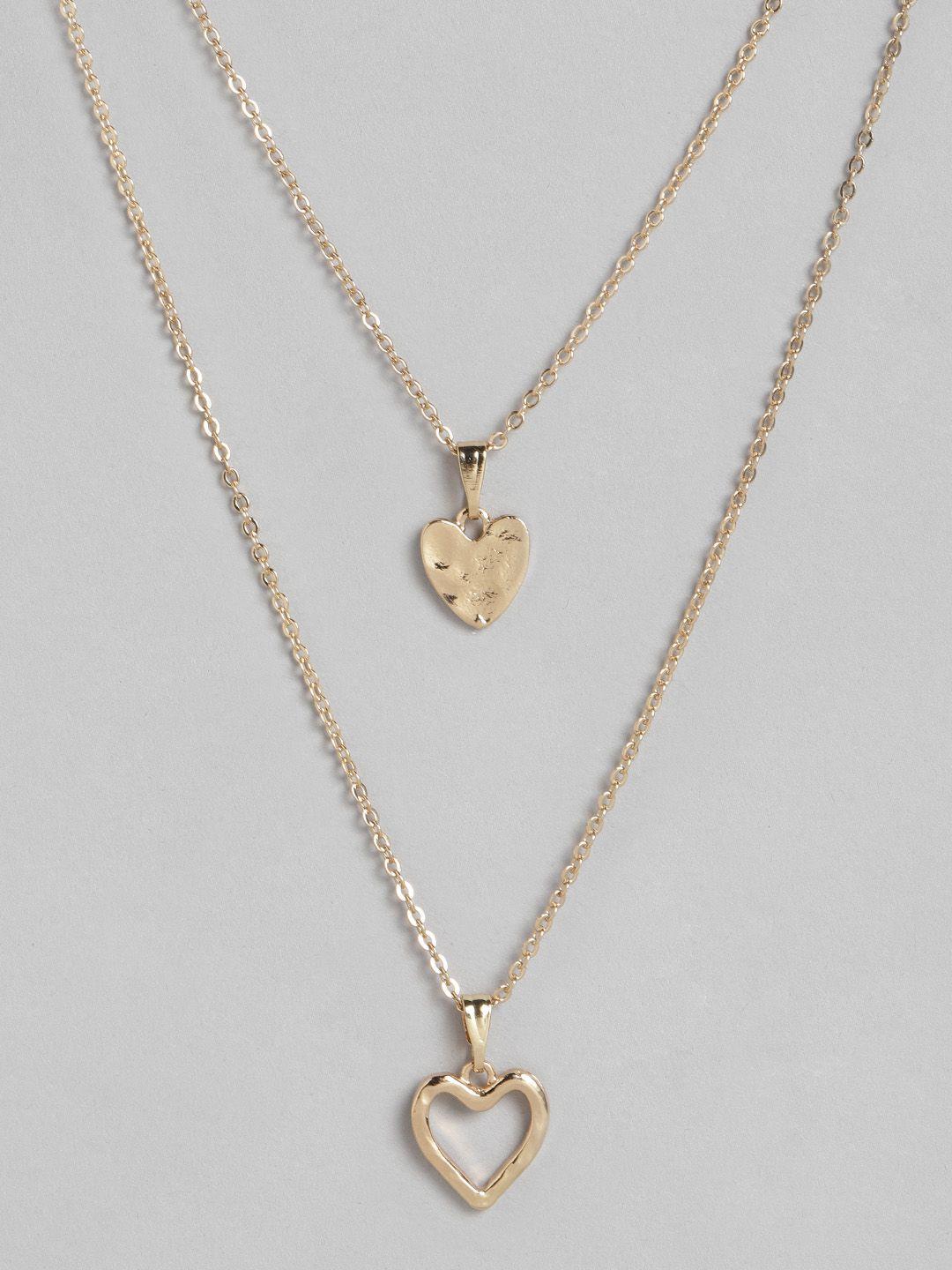 dressberry gold-toned layered necklace with heart shaped centerpiece