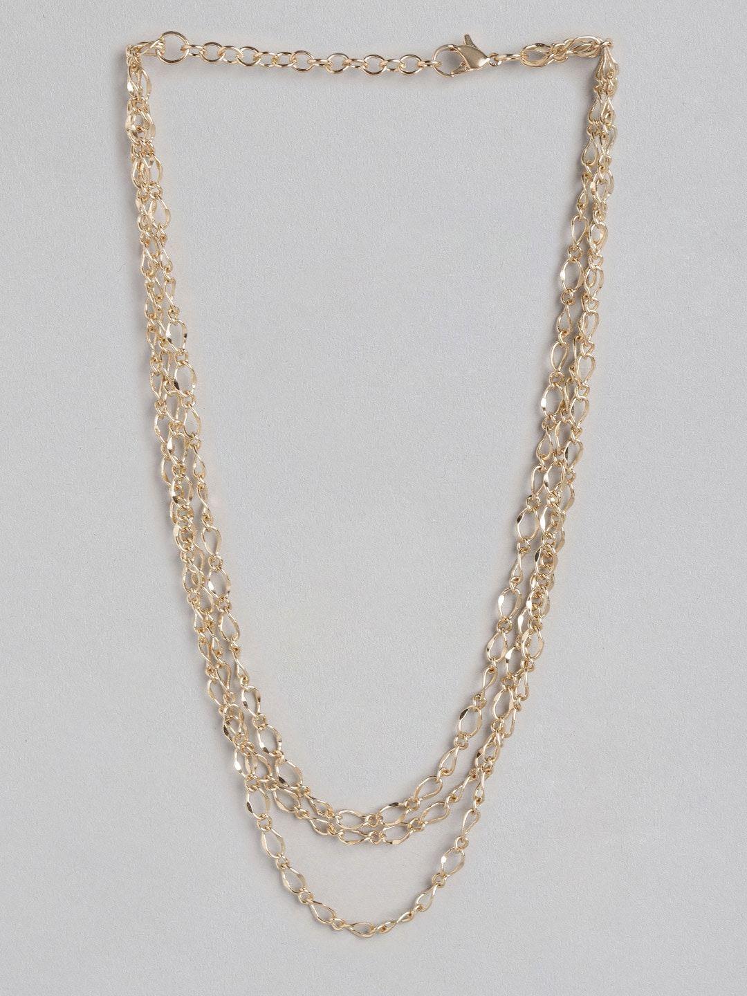 dressberry gold-toned solid triple layered linked necklace
