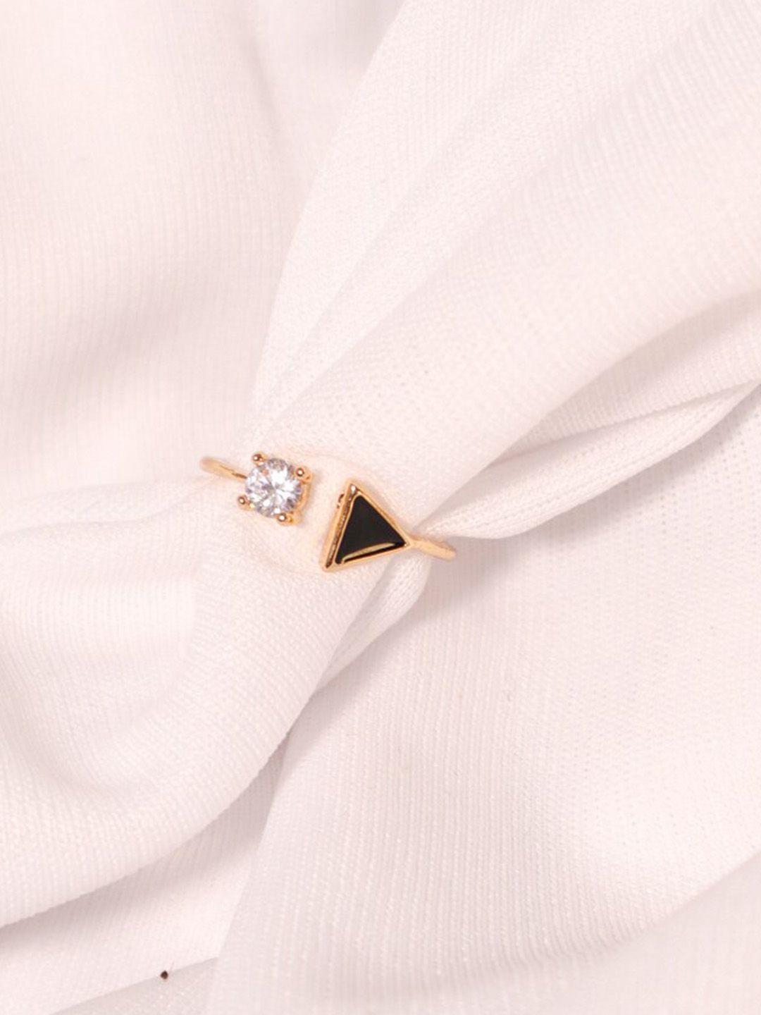 dressberry gold toned stone-studded finger ring