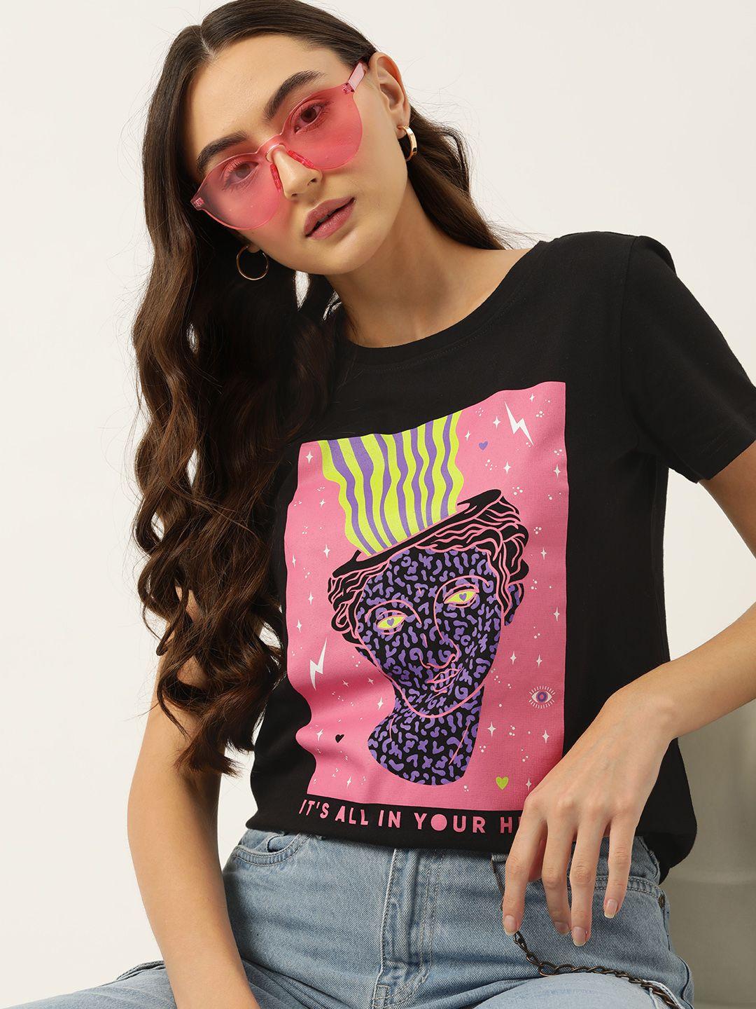dressberry graphic printed pure cotton t-shirt