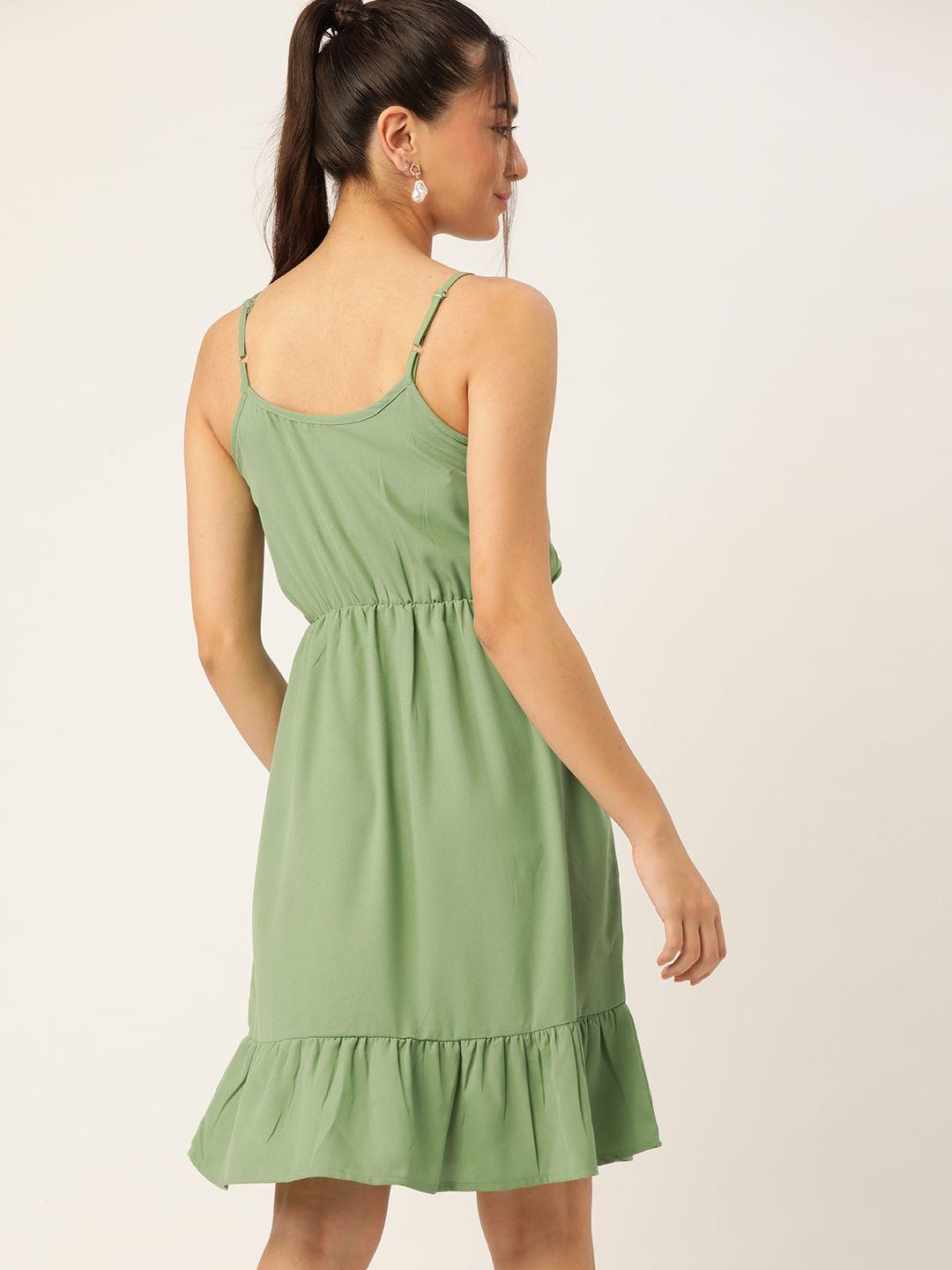 dressberry green floral embroidered a-line dress