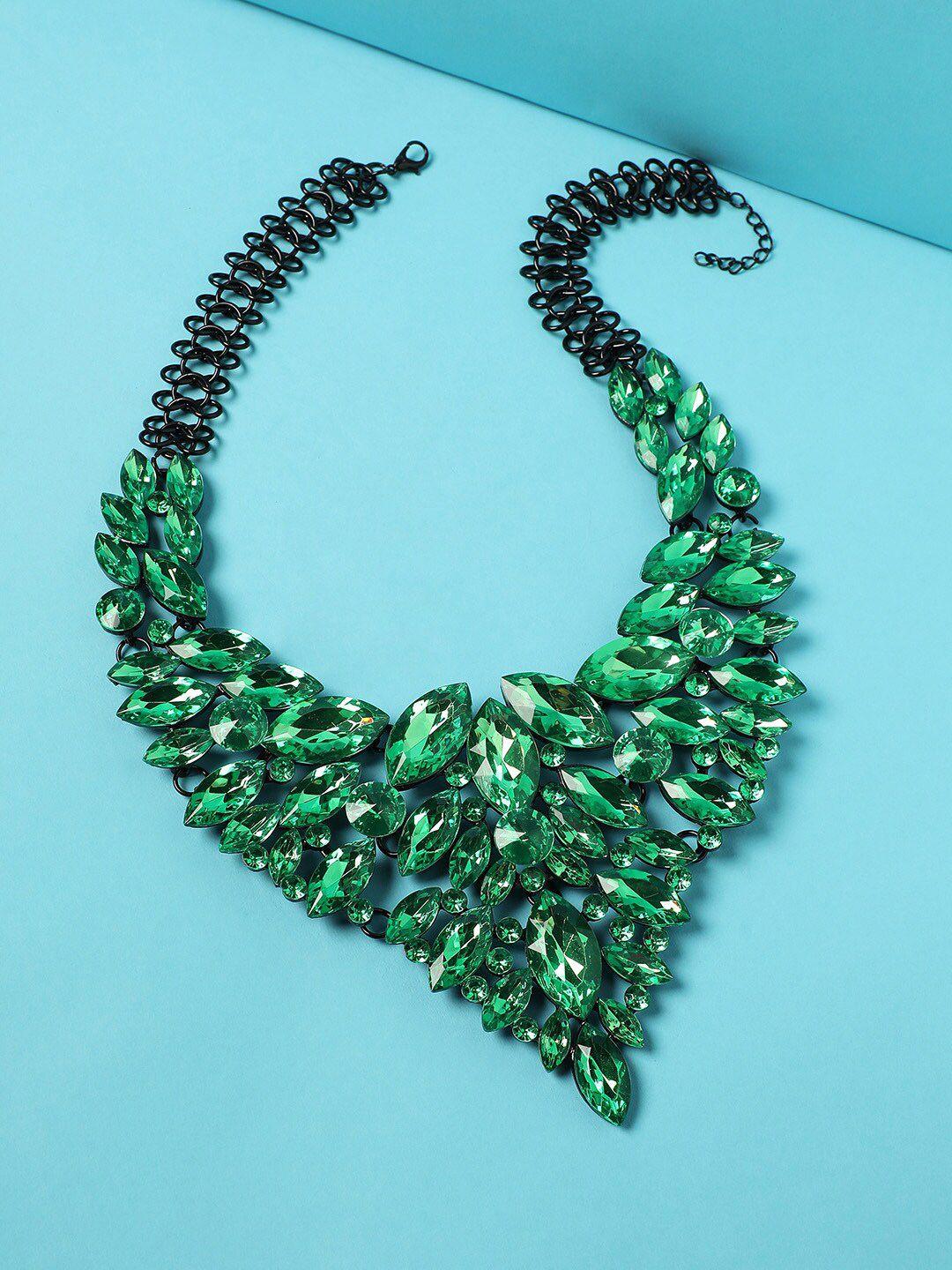 dressberry green stone-studded statement necklace