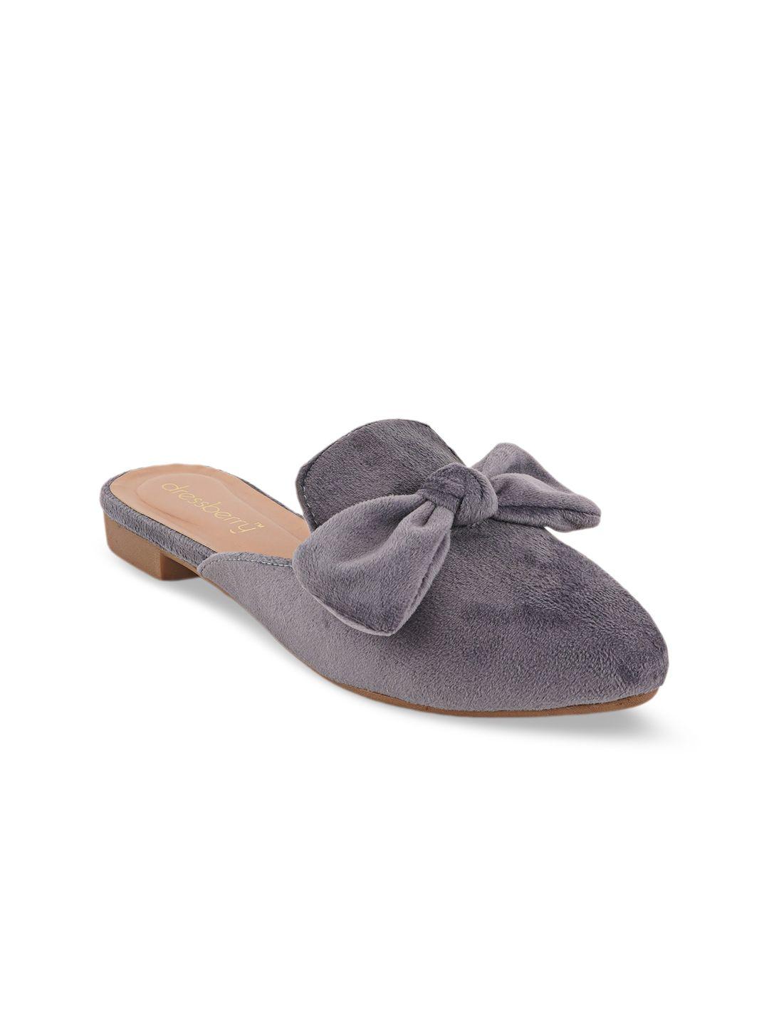 dressberry grey bow embellished mules