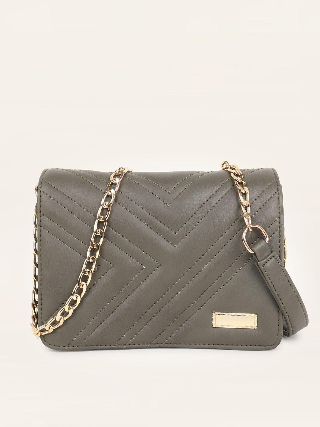 dressberry grey quilted structured sling bag