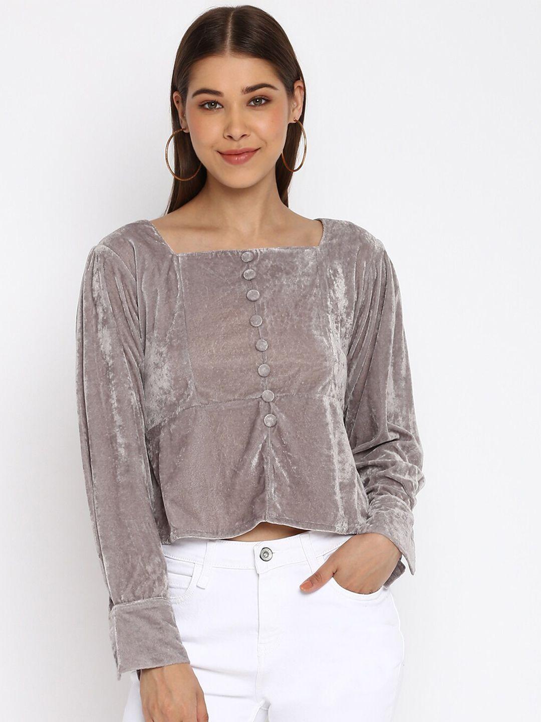 dressberry grey square neck velvet top