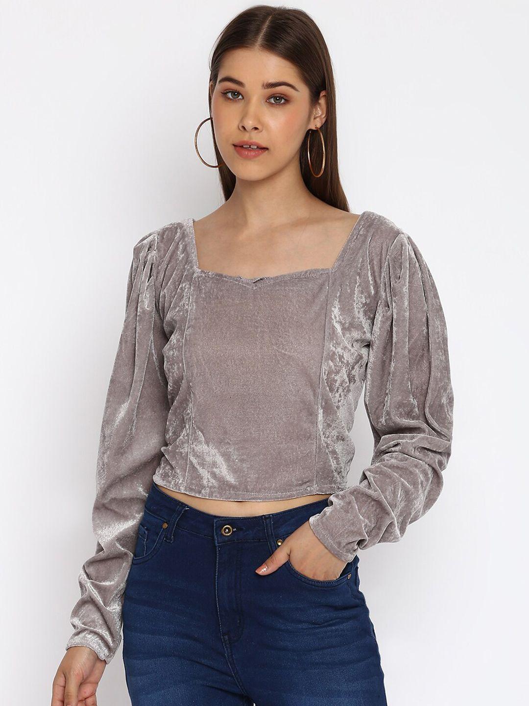 dressberry grey square neck velvet top