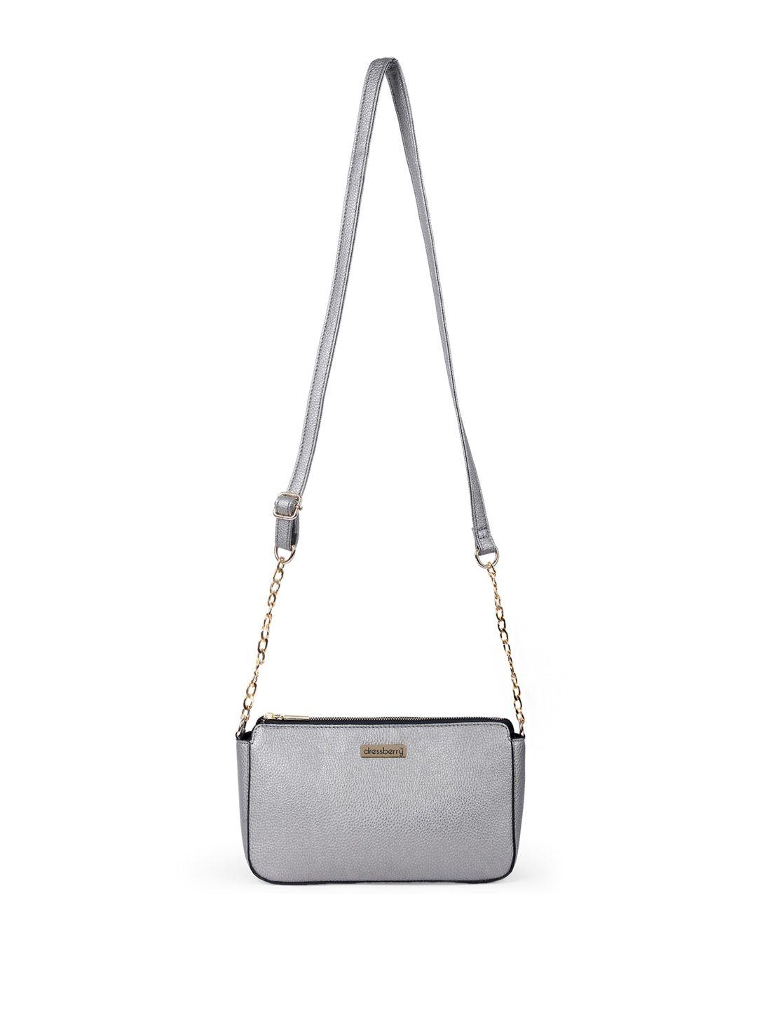 dressberry grey textured structured sling bag