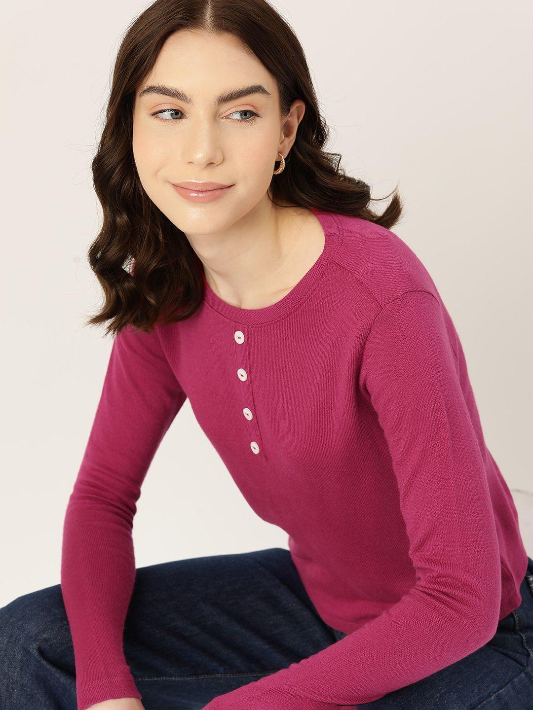 dressberry henley neck acrylic pullover