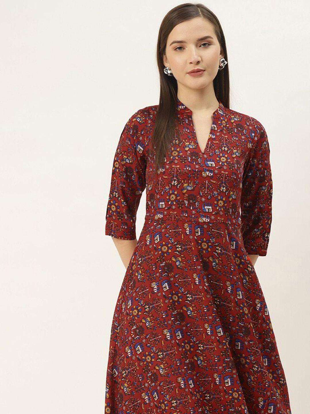 dressberry maroon floral print crepe maxi dress