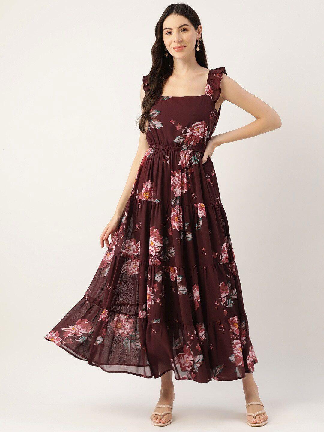 dressberry maroon floral print maxi dress