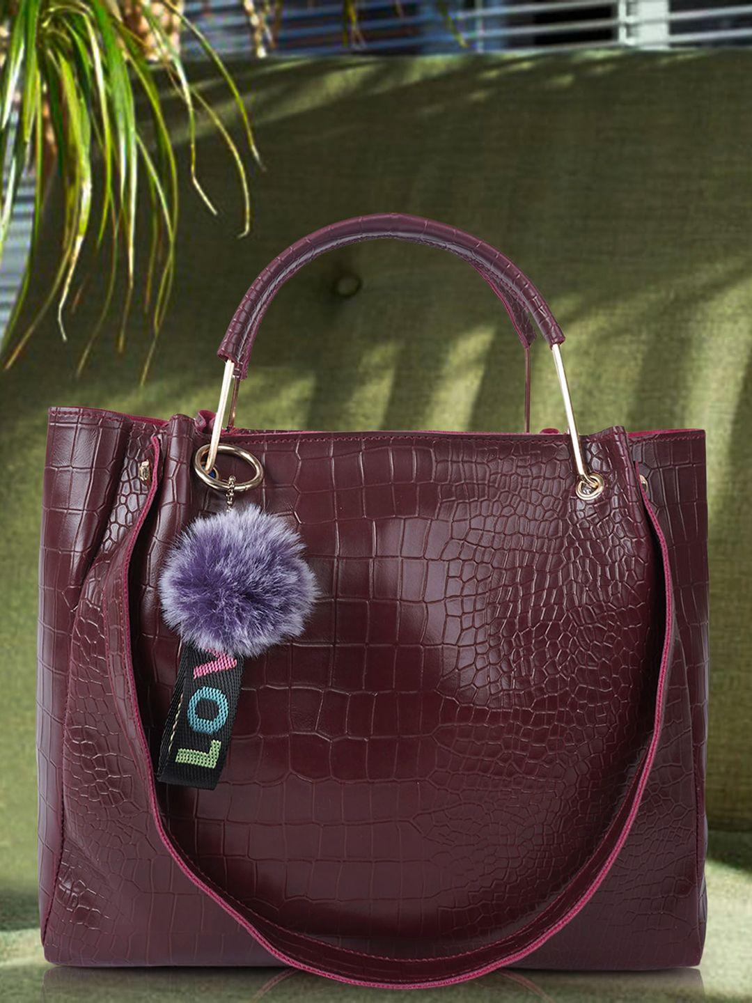 dressberry maroon textured structured handheld bag