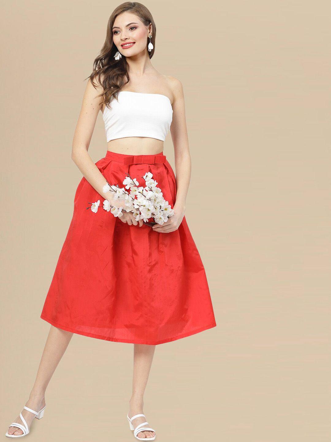 dressberry mid length flared bow skirt