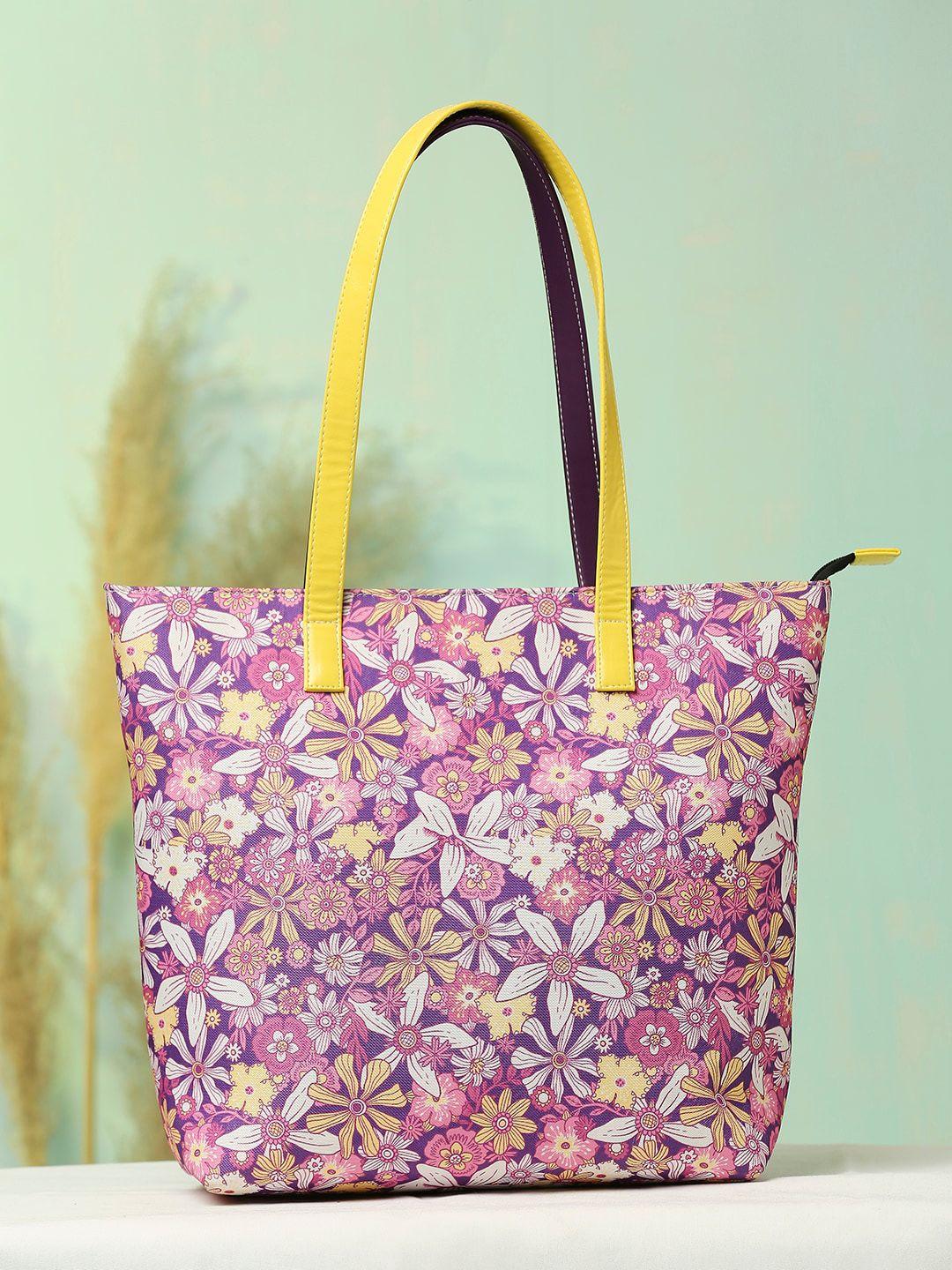 dressberry multicoloured floral printed oversized shopper tote bag with quilted