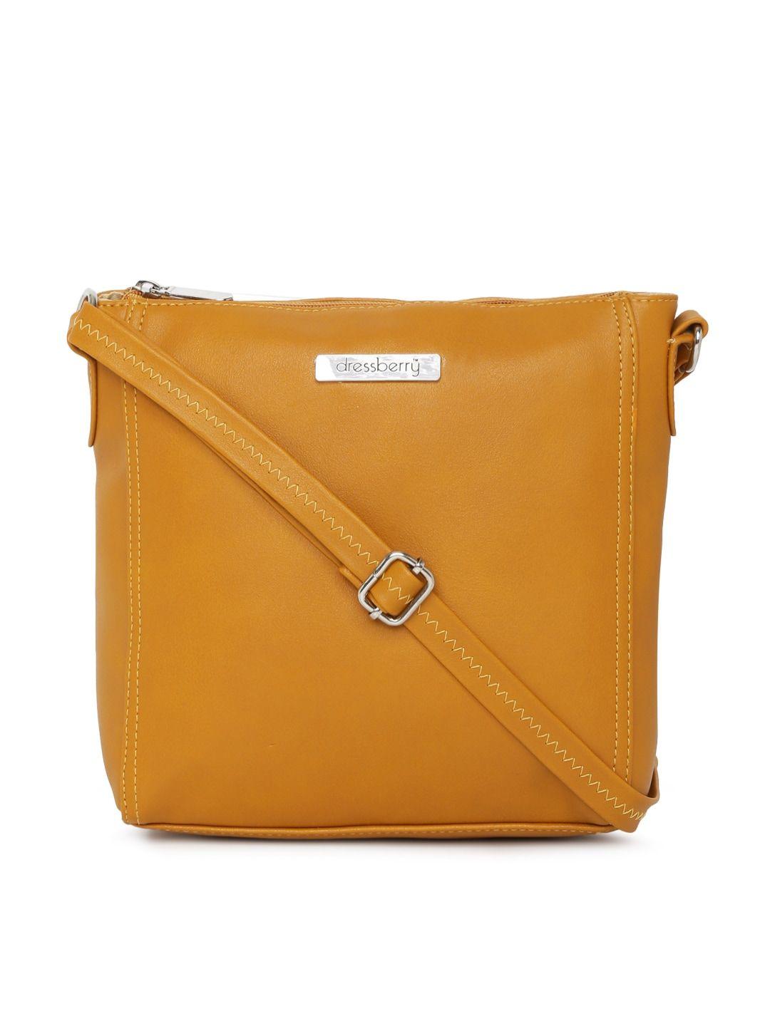 dressberry mustard yellow solid sling bag