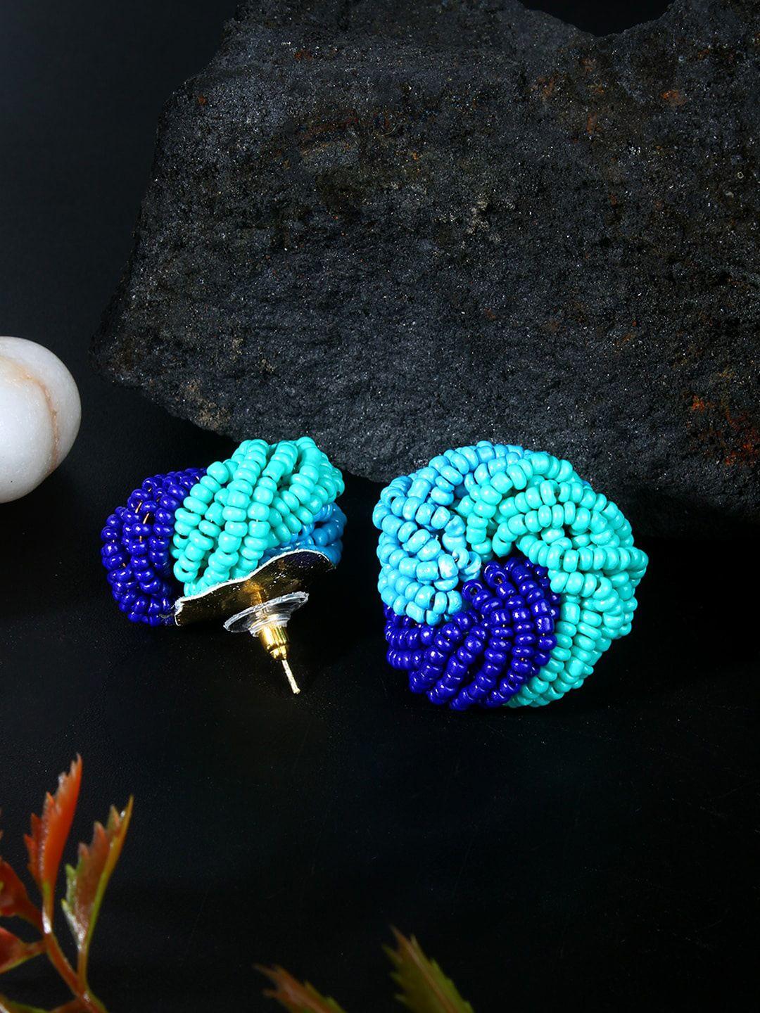 dressberry navy blue gold-plated contemporary studs earrings
