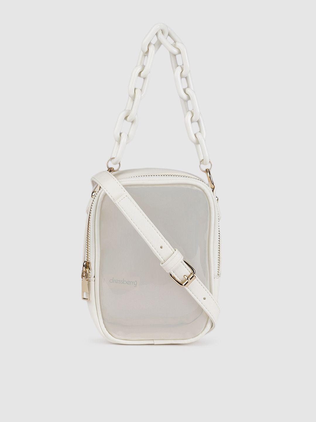 dressberry off-white solid sling bag