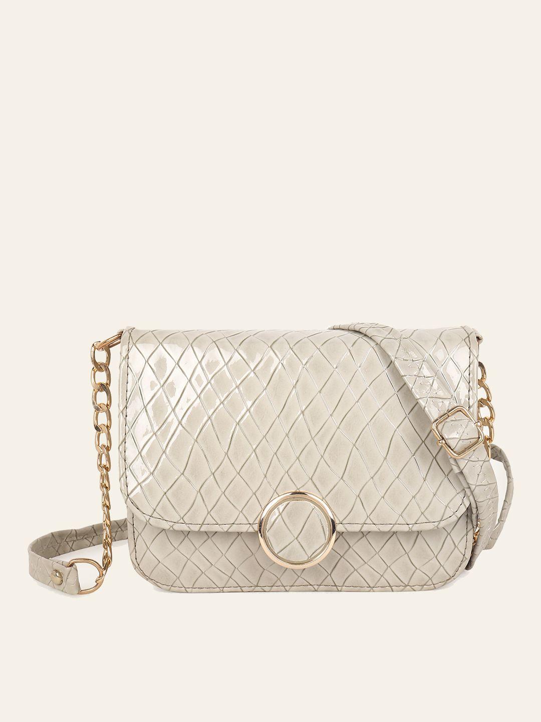 dressberry off white textured sling bag