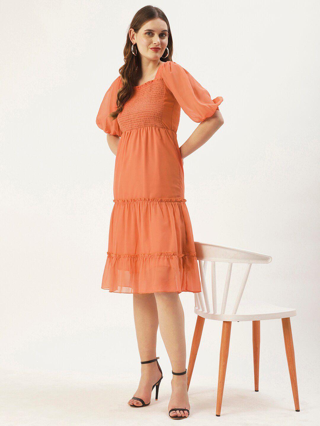 dressberry orange georgette empire dress