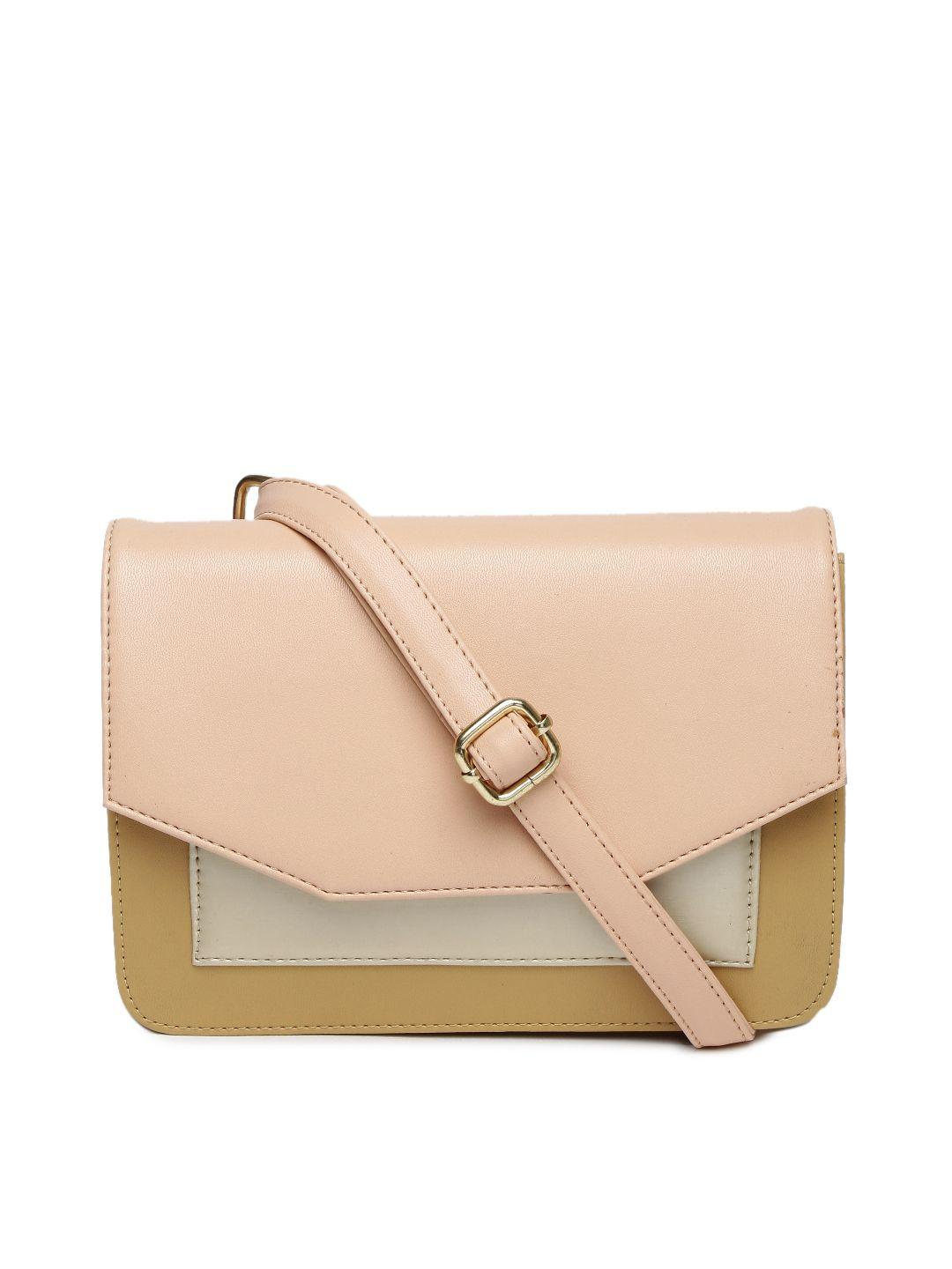 dressberry peach-coloured & beige colourblocked sling bag