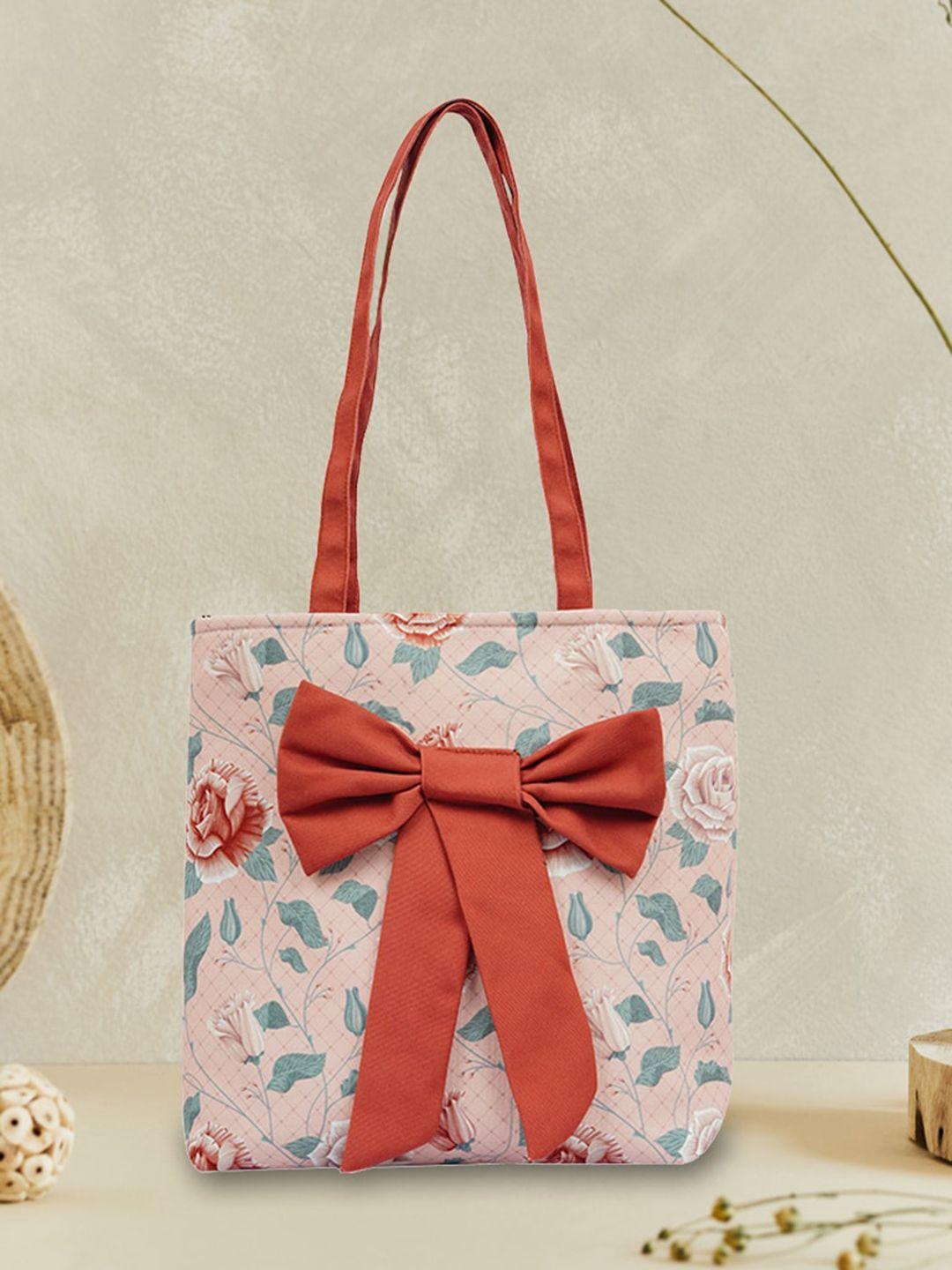 dressberry peach-coloured shopper handheld bag with bow detail