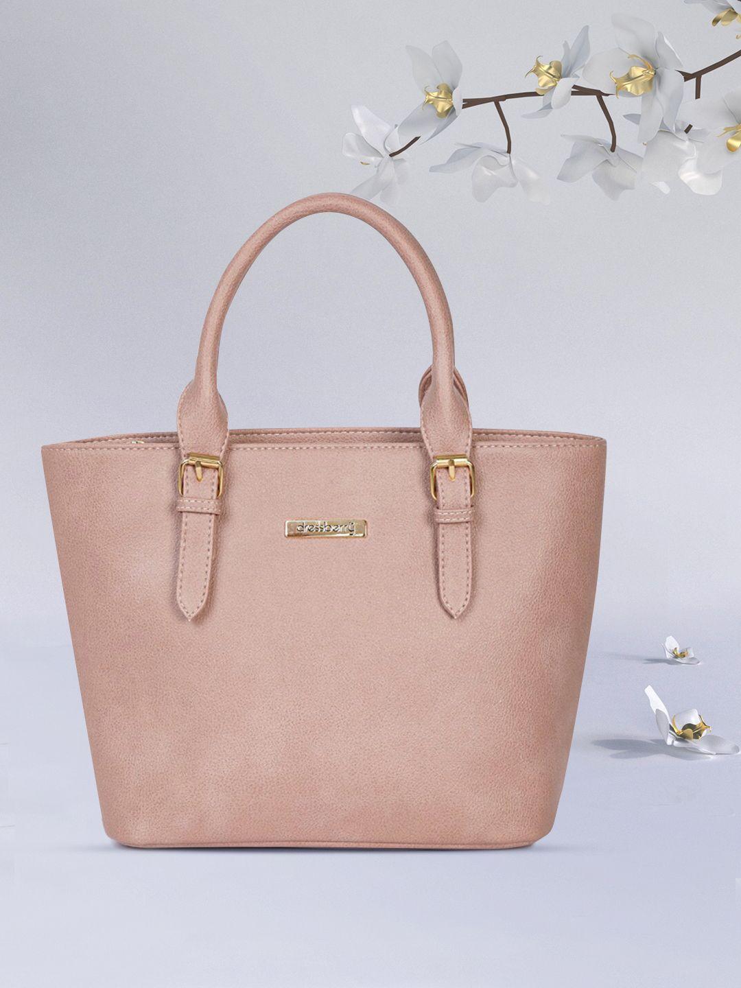 dressberry peach-coloured solid handheld bag