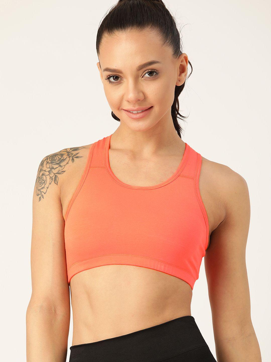 dressberry peach-coloured workout bra medium coverage