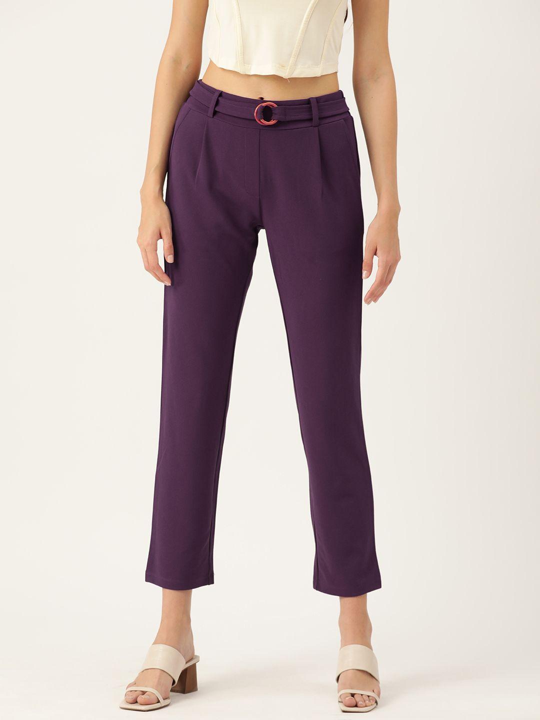 dressberry pleated cropped trousers with belt