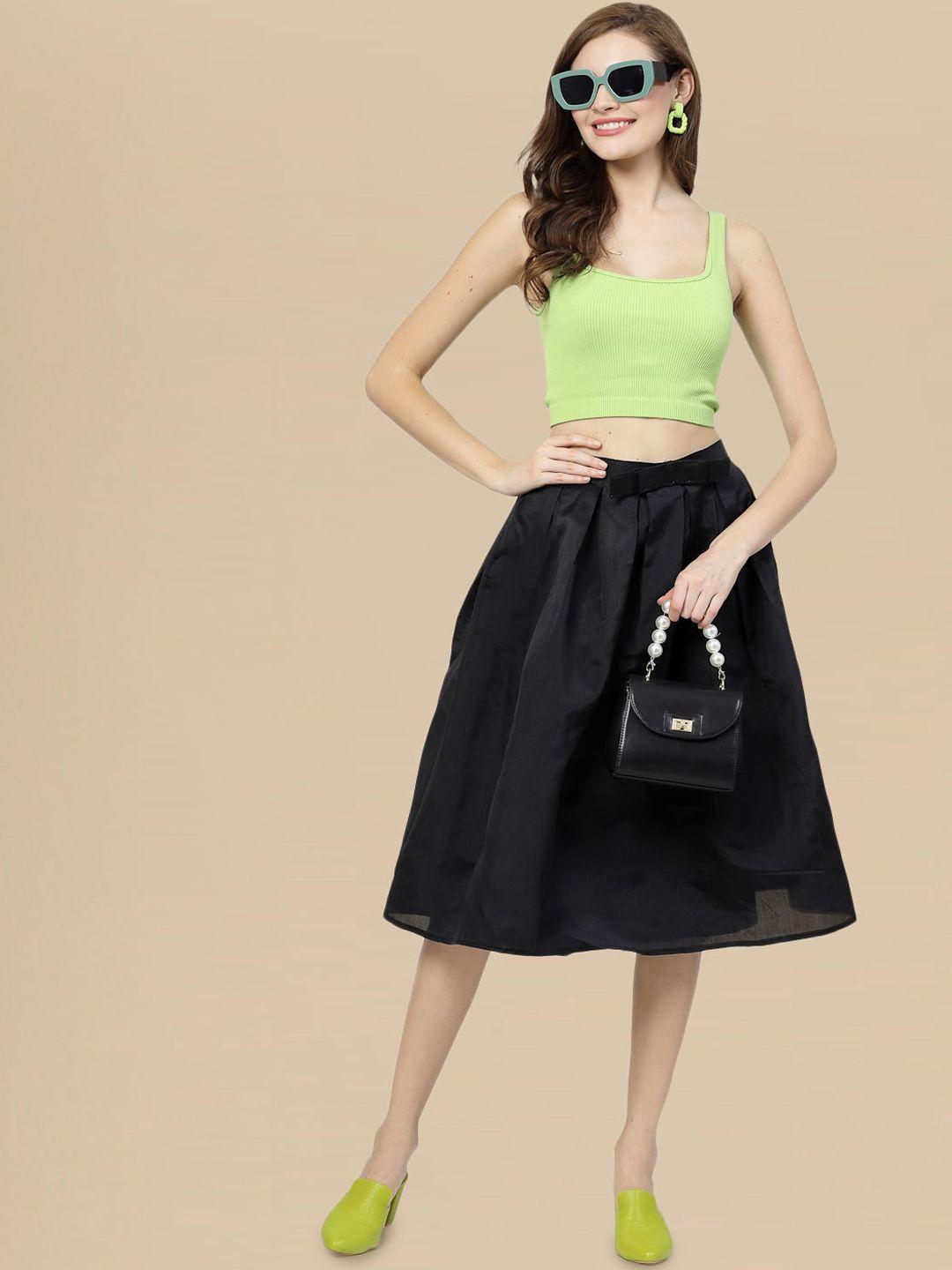 dressberry pleated knee length flared skirt