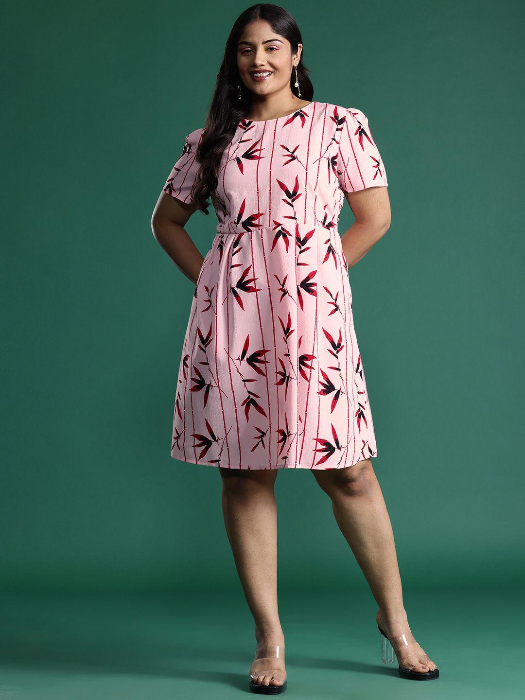 dressberry plus size floral print a-line dress