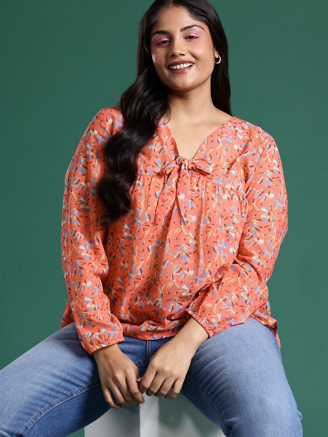 dressberry plus size floral print empire top