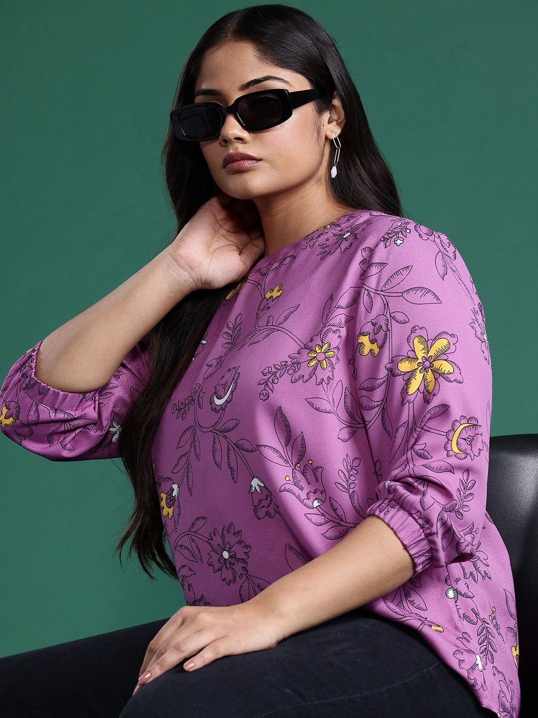 dressberry plus size floral printed puff sleeves top