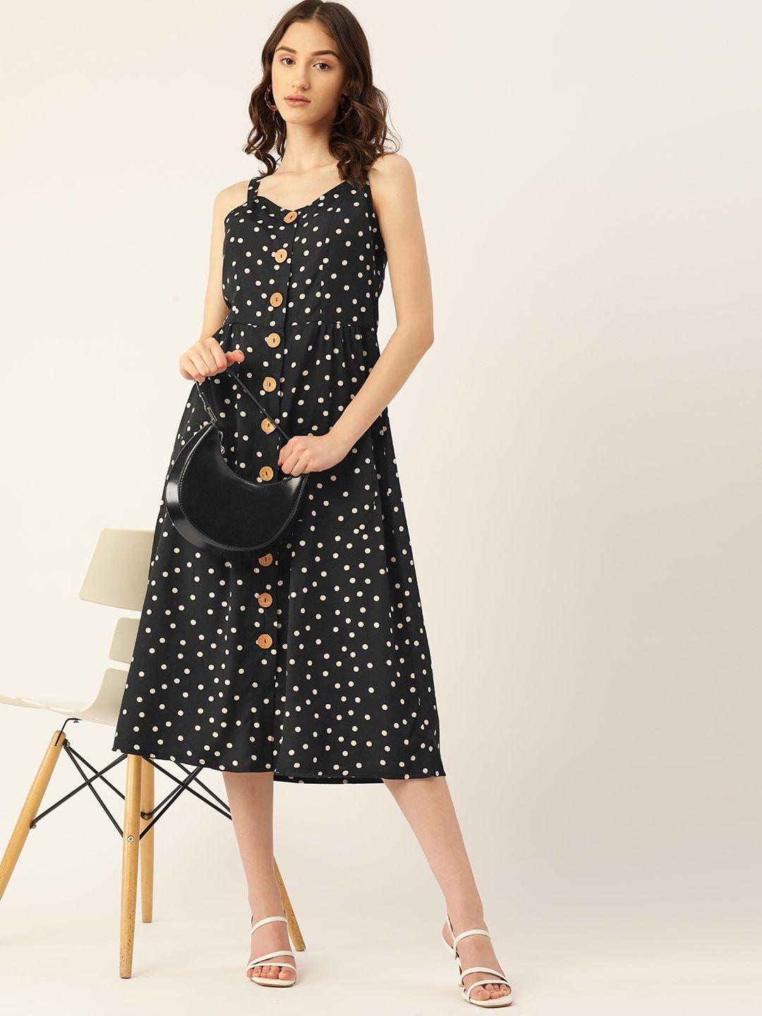 dressberry polka dot print a-line midi dress