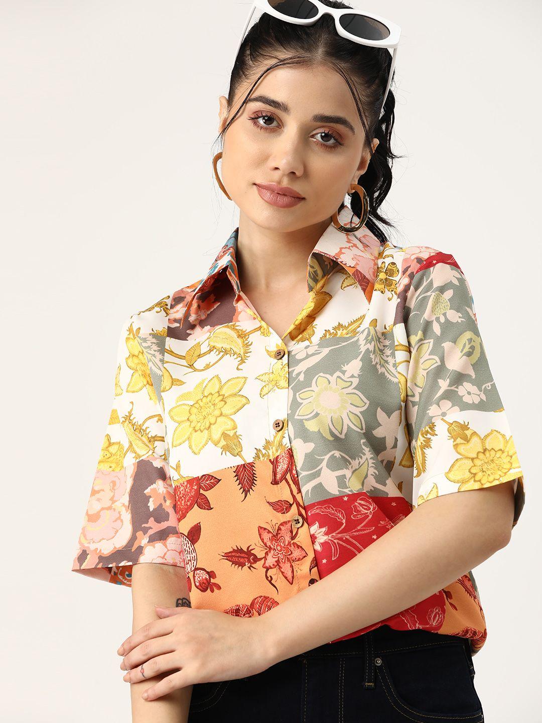 dressberry print crepe shirt style top