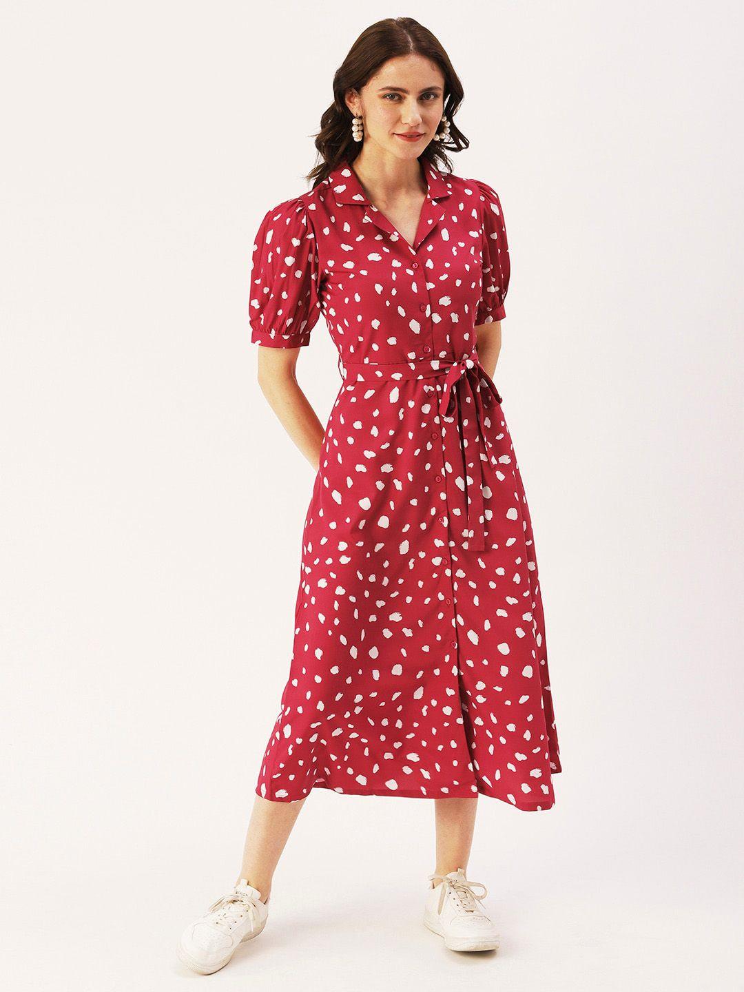 dressberry printed crepe shirt midi dress