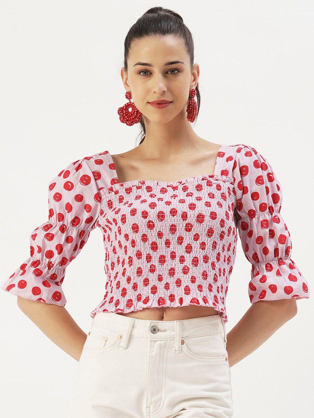 dressberry printed crop cotton top