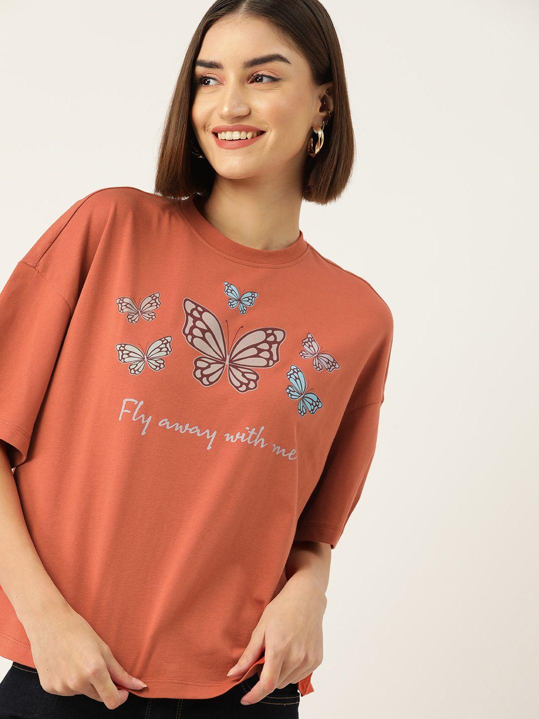 dressberry printed drop-shoulder sleeves boxy t-shirt