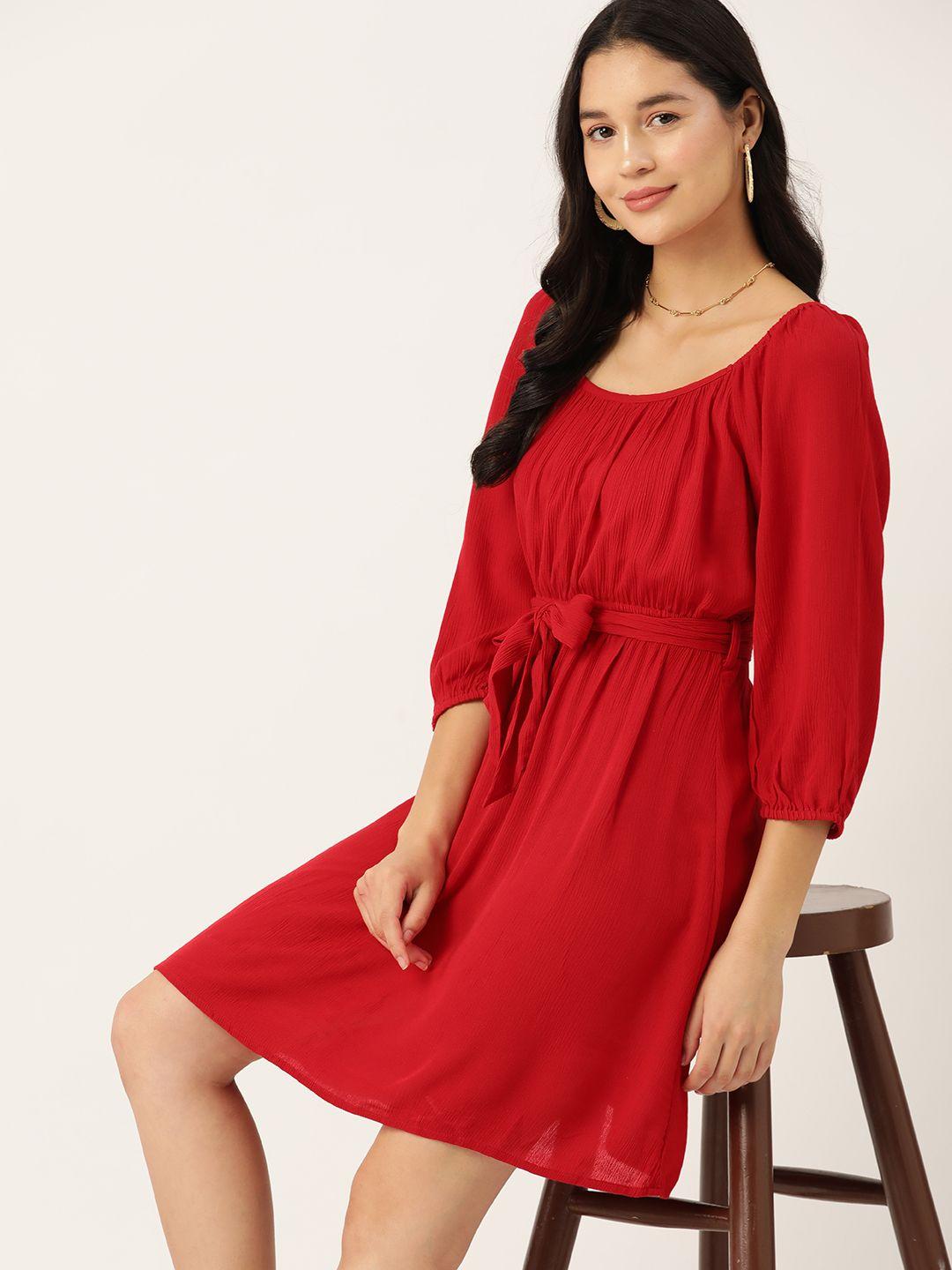 dressberry puff sleeve crepe fit & flare dress