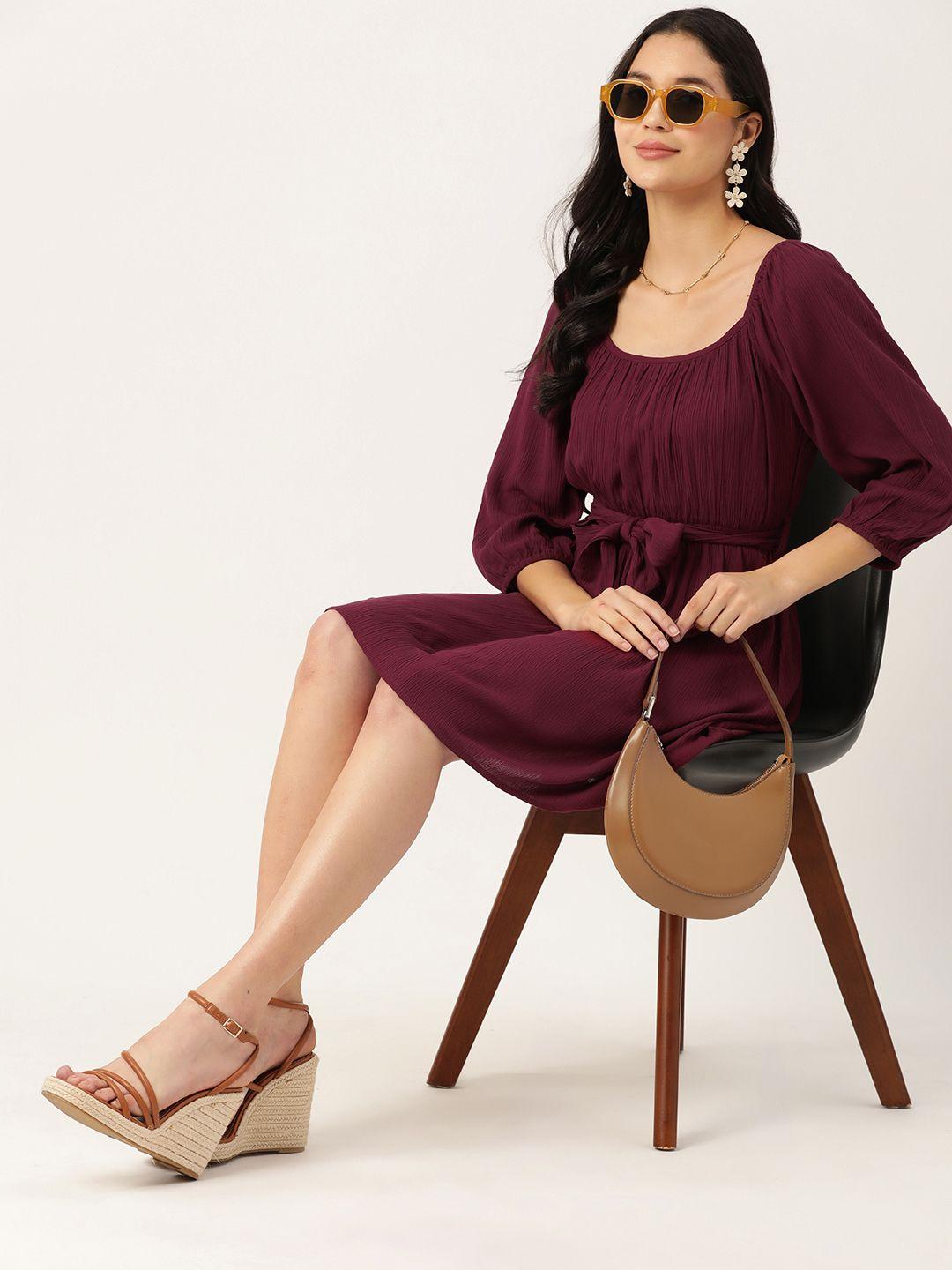 dressberry puff sleeve crepe fit & flare dress