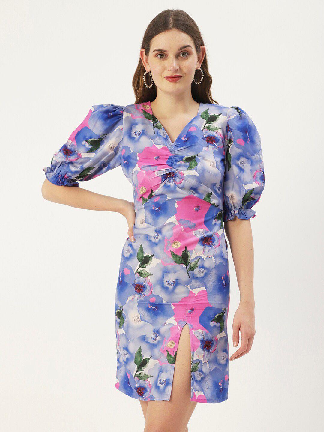 dressberry puff sleeve floral sheath dress