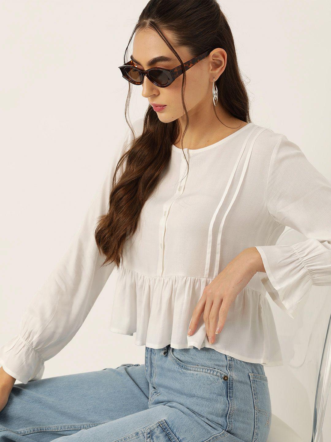 dressberry puff sleeve peplum crop top