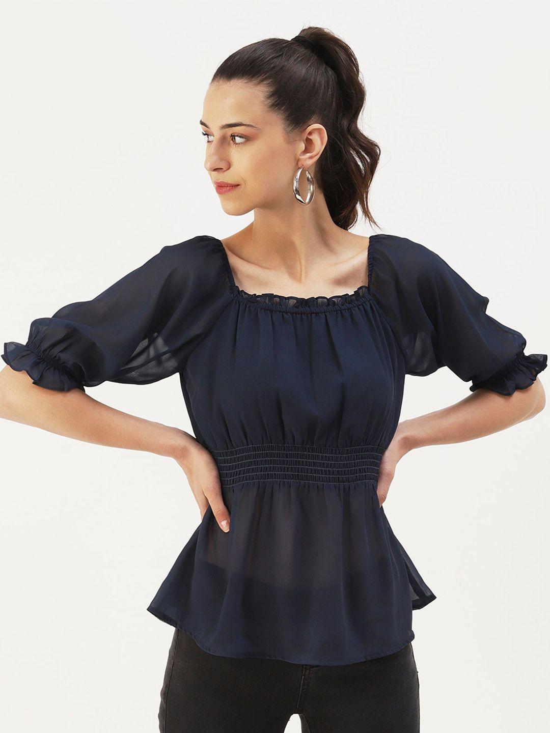 dressberry puff sleeves cinched waist top