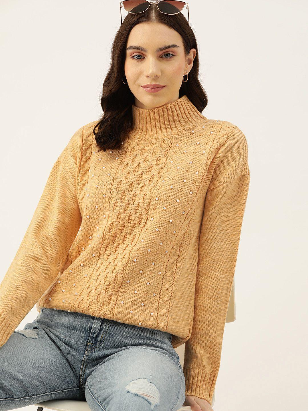 dressberry pure acrylic beaded cable knit pullover