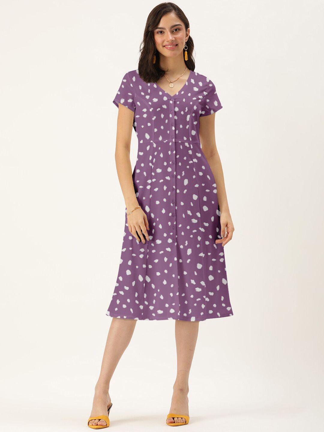 dressberry purple & white a-line dress