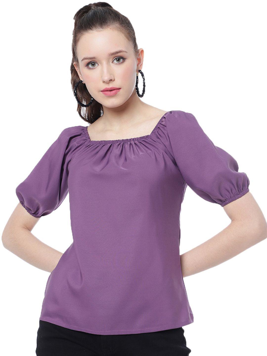 dressberry purple puff sleeves crepe regular top