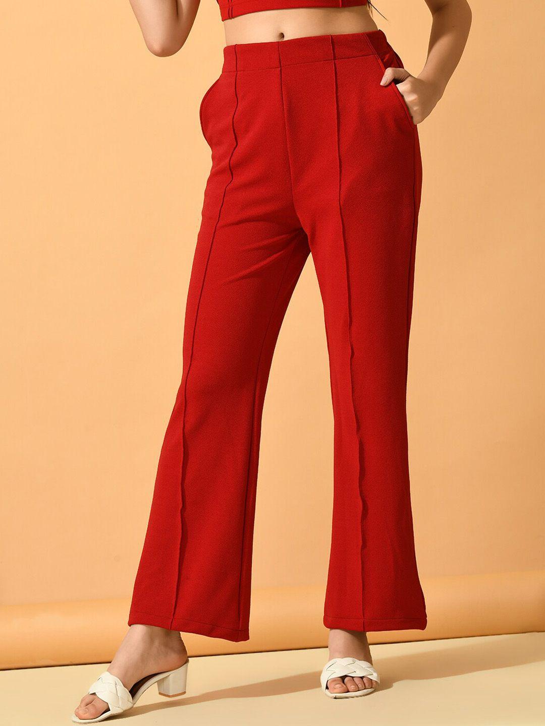 dressberry red crop top with trousers co-ords