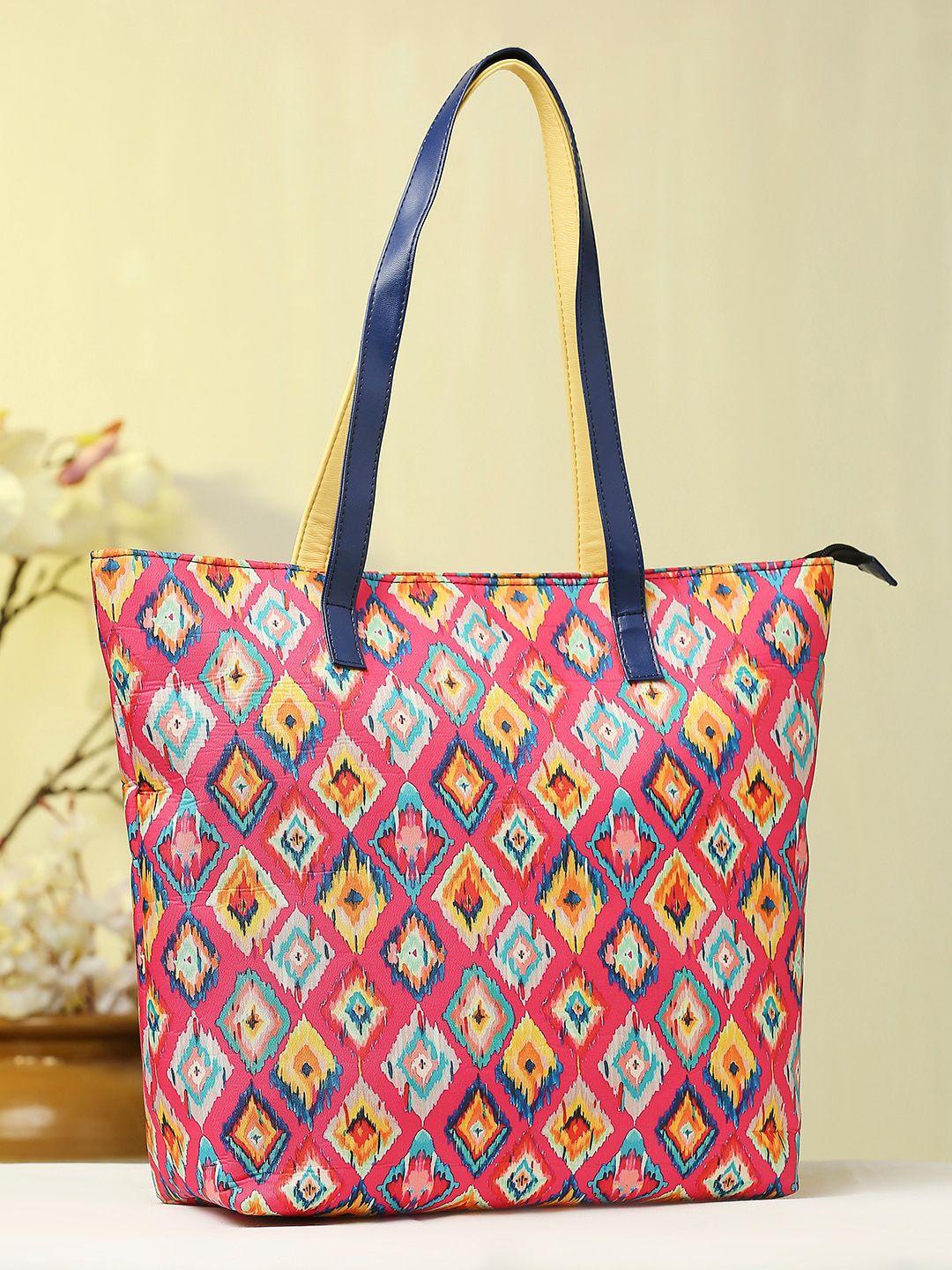 dressberry red ethnic motifs printed oversized shopper tote bag