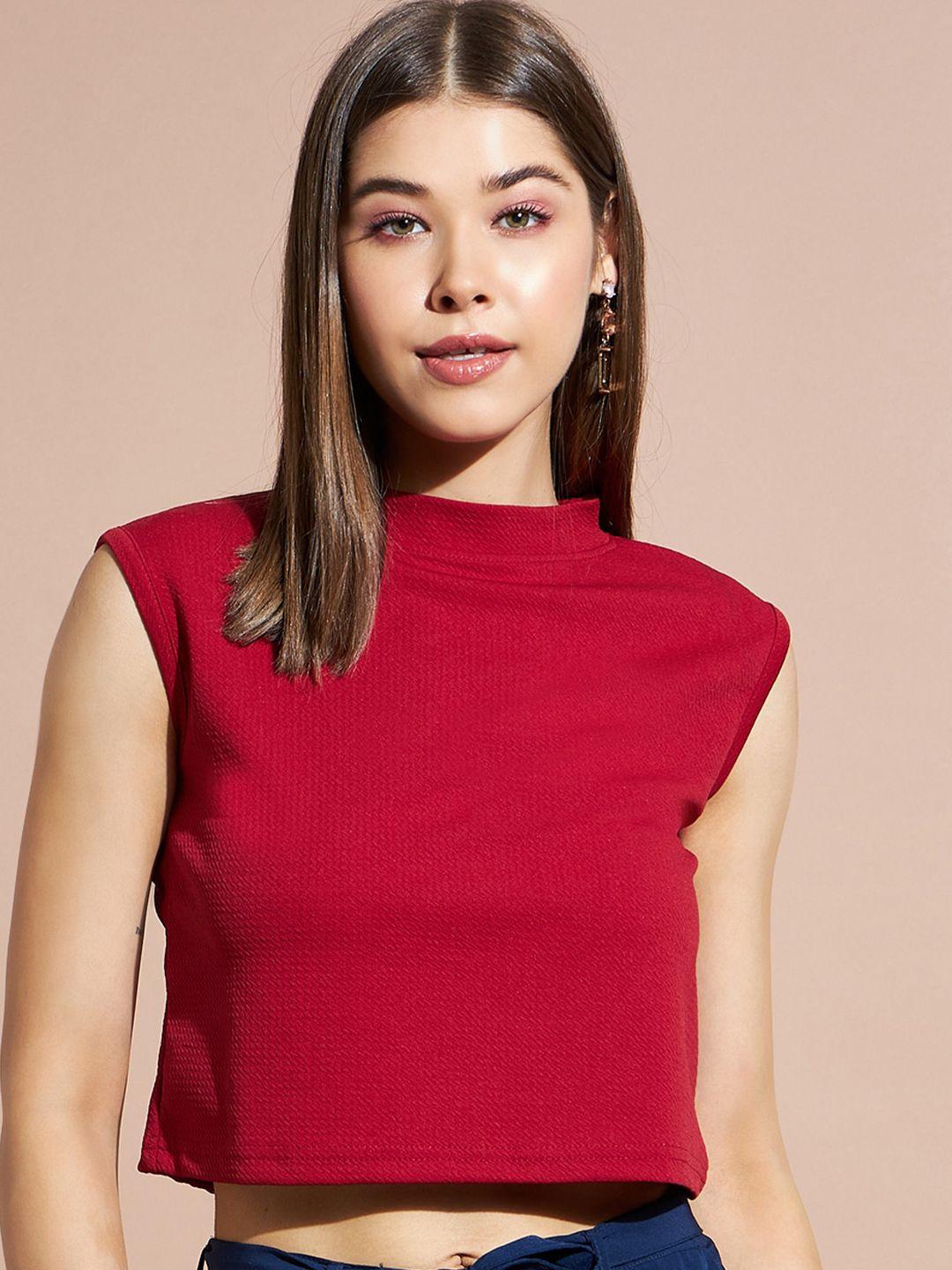 dressberry red high neck crop top