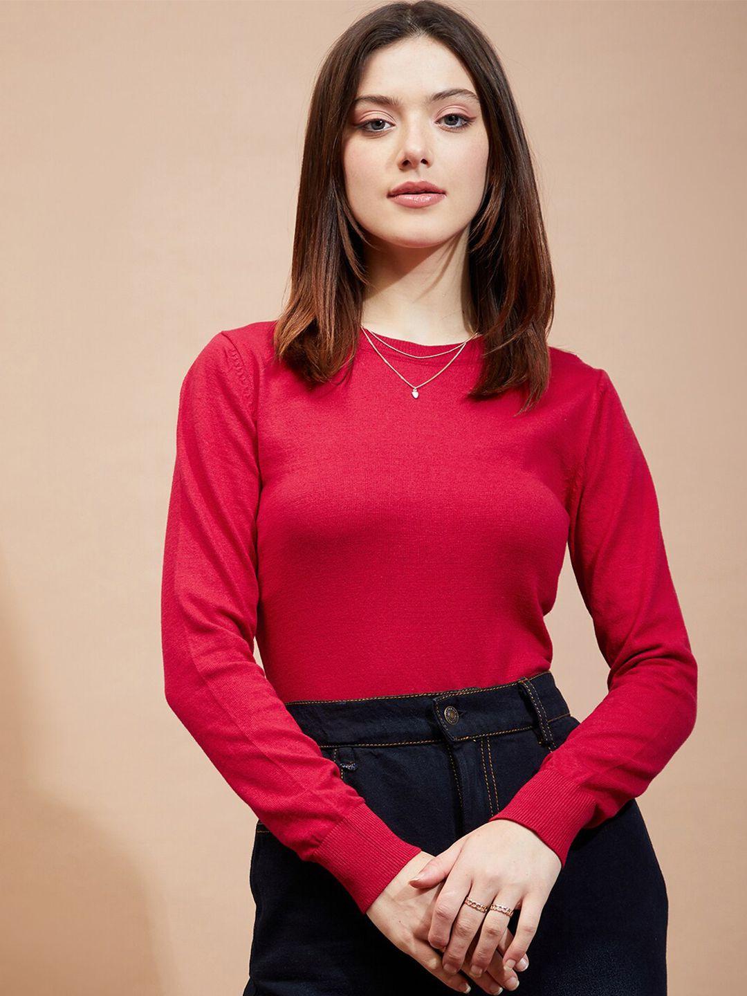 dressberry red long sleeves cotton pullover